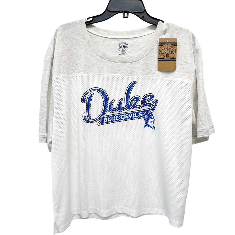 Rivalry Threads Women's White Duke Blue Devils Mesh Jersey T-Shirt Size XL